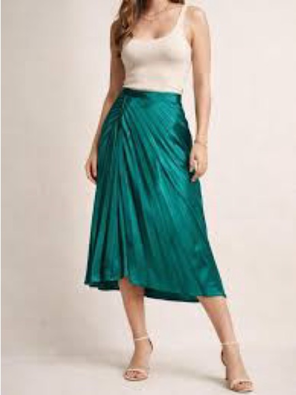 Worthington Teal Pleated Midi Skirt